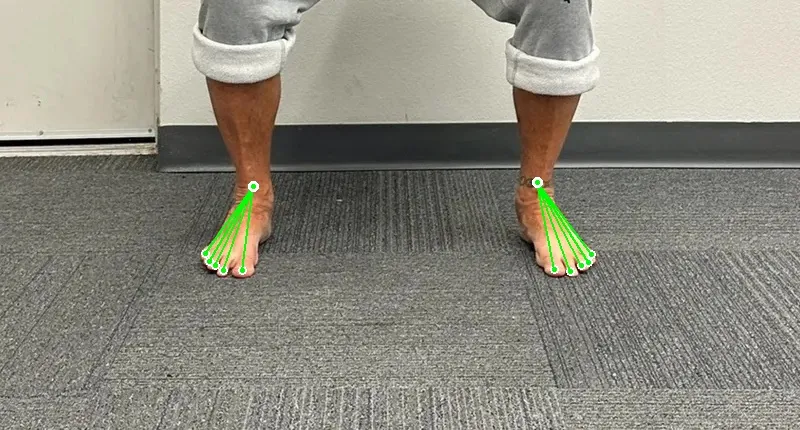 Robot-drawn front squat toes