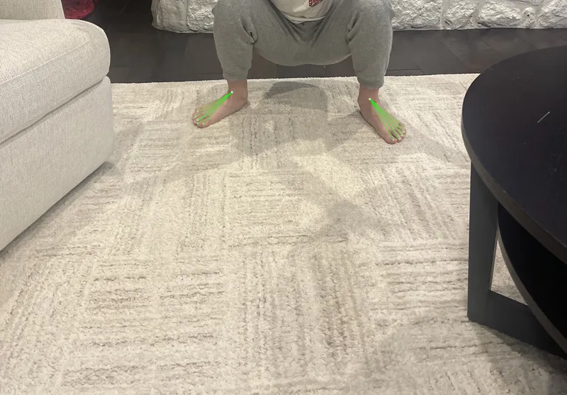 Robot-drawn front squat toes